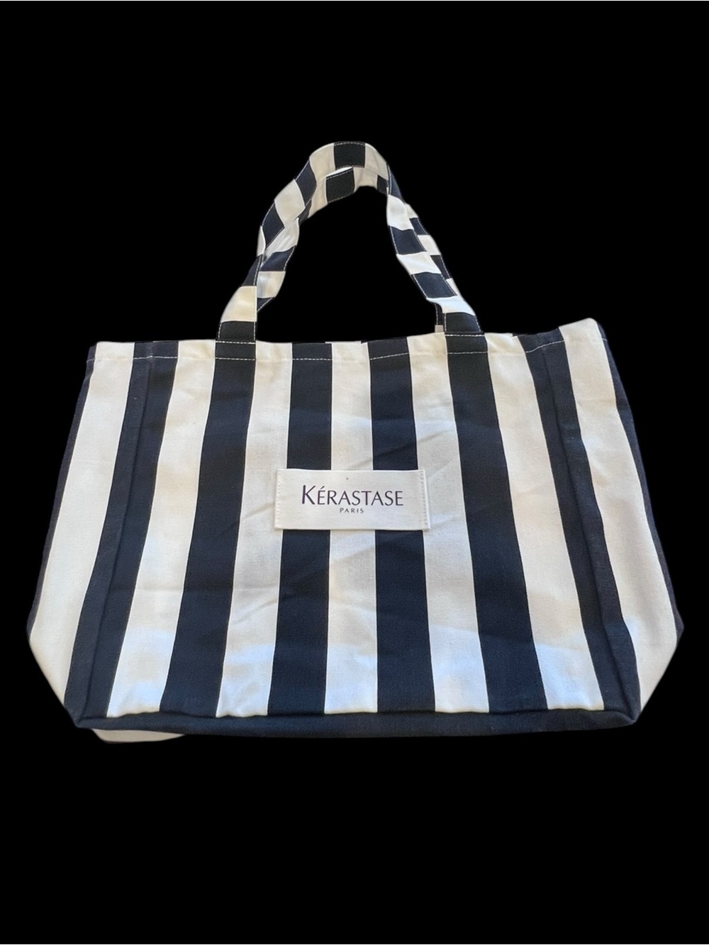 Kérastase Paris Black White Striped Canvas Tote Beach Bag Large